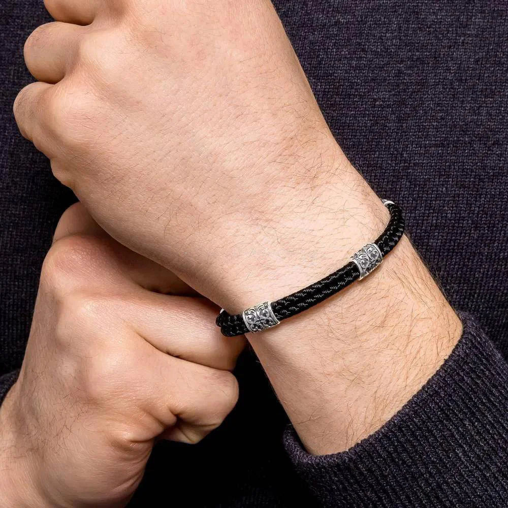 Silk Rope Bracelet with 925 Sterling Silver Inserts - Image 4