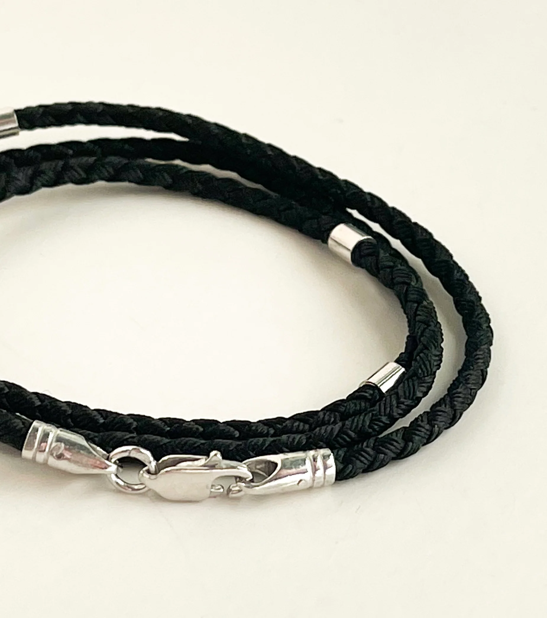 Silk Rope Necklace with 925 Sterling Silver Inserts - Image 2