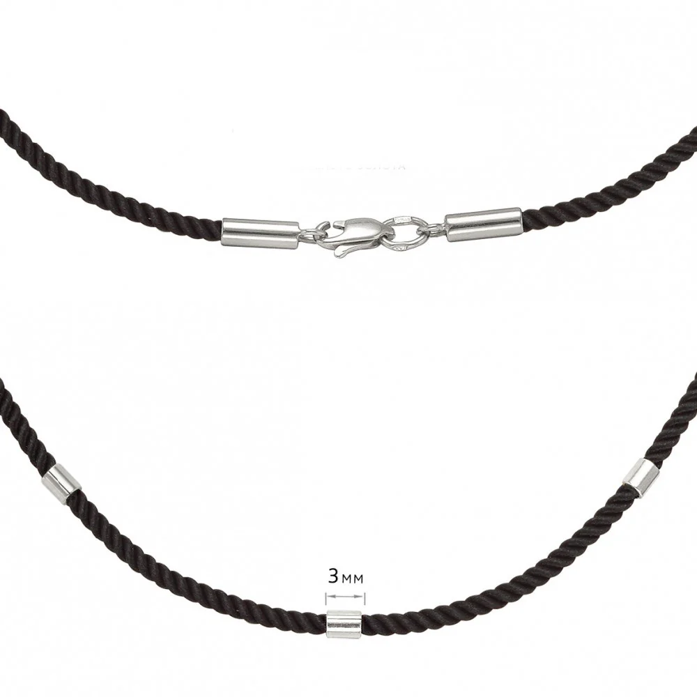 Silk Rope with 14K/585 White Gold Lock and Inserts - Image 2