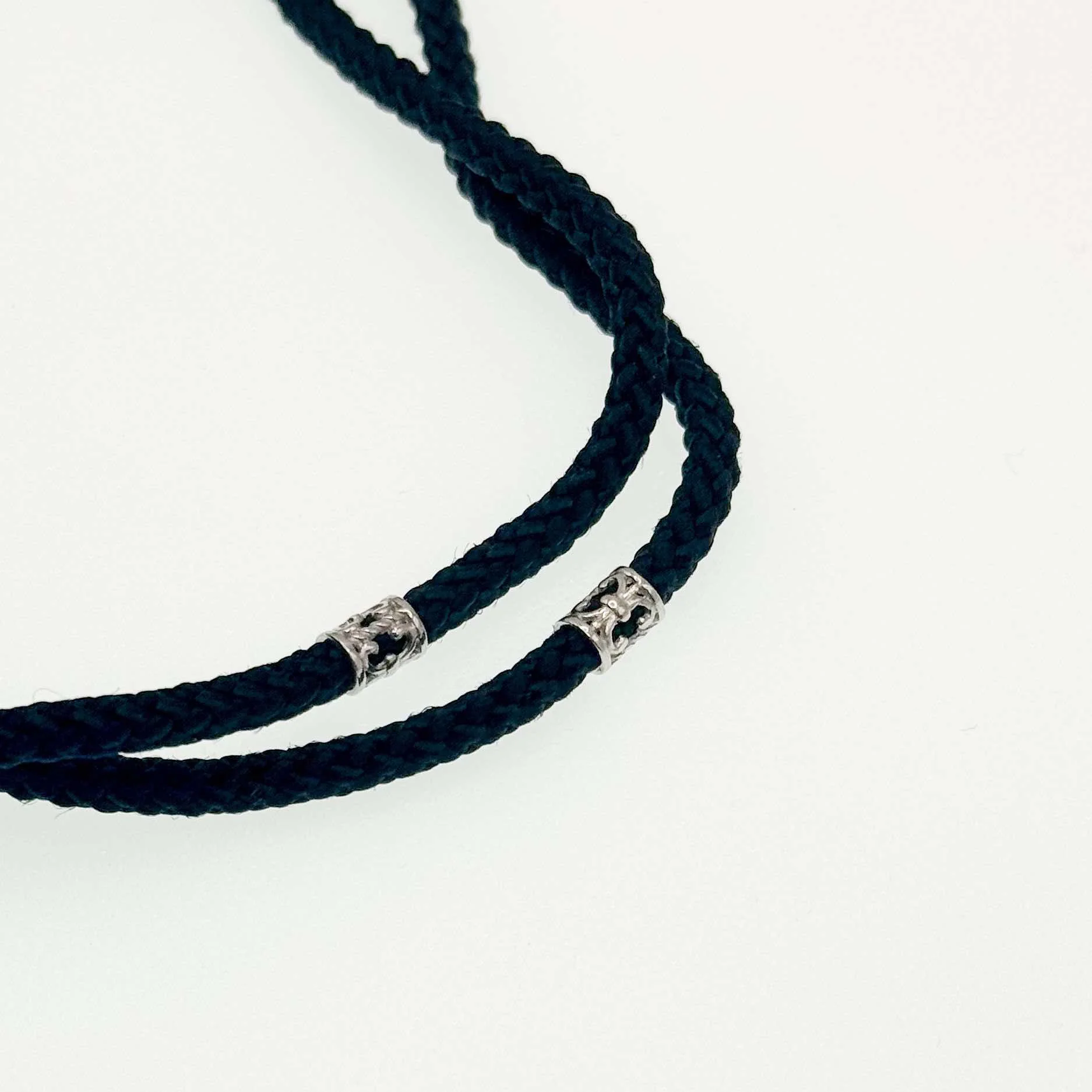 Silk Rope with 925 Sterling Silver Inserts and Lock 4 mm - Image 2