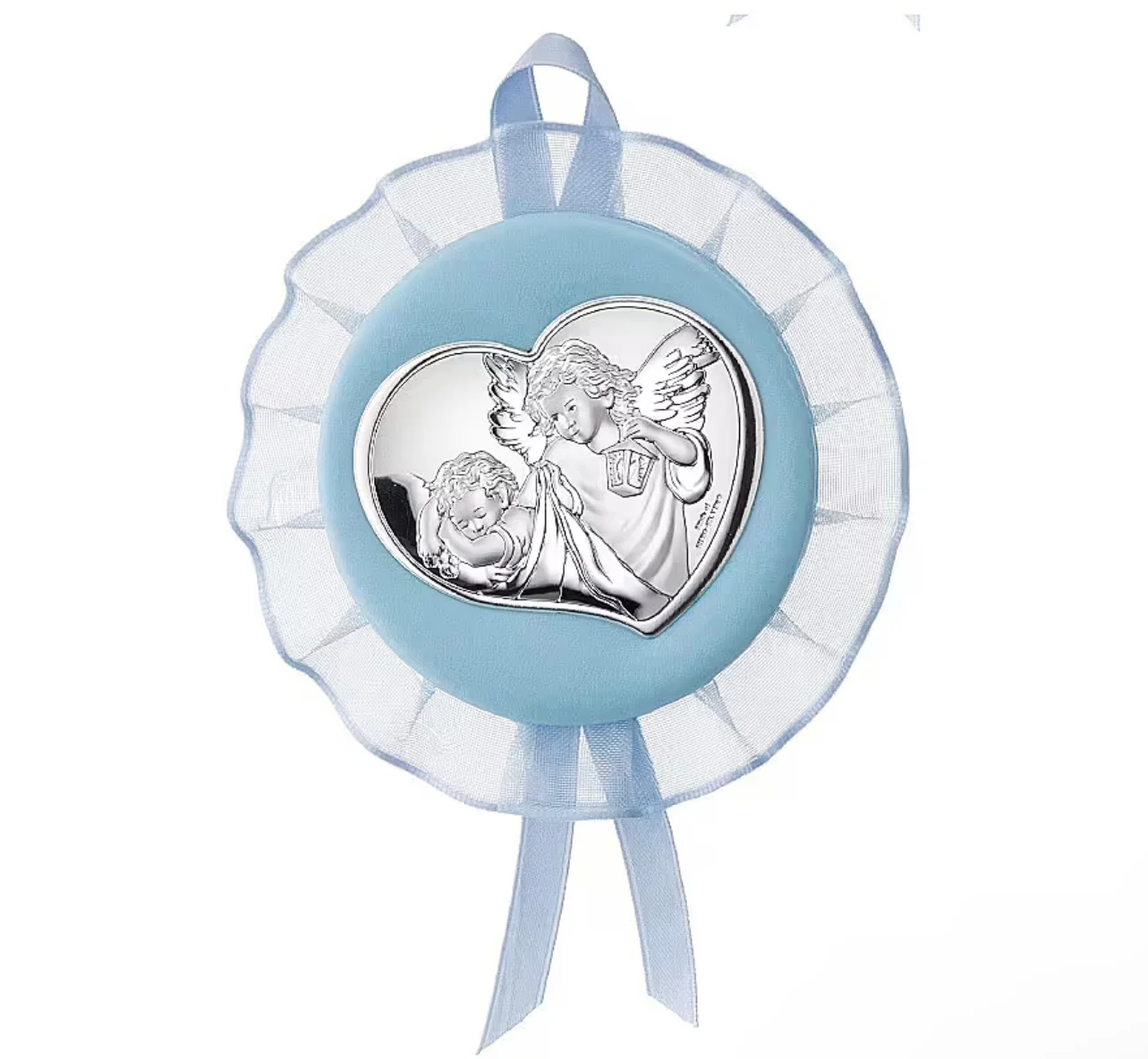Medallion for a Baby Crib with Blue Ribbon