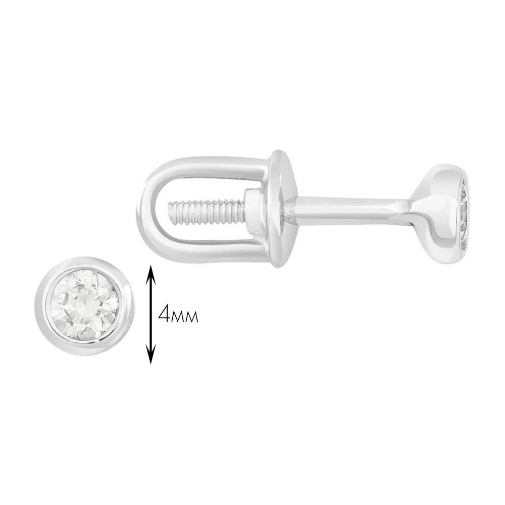 Single Stud Earring in 14K/585 White Gold and Cubic Zirconia - Image 3
