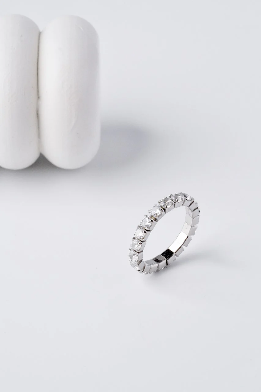 Soft Adjustable Ring in 925 Sterling Silver with Cubic Zirconia - Image 4