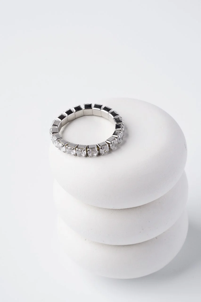 Soft Adjustable Ring in 925 Sterling Silver with Cubic Zirconia - Image 6