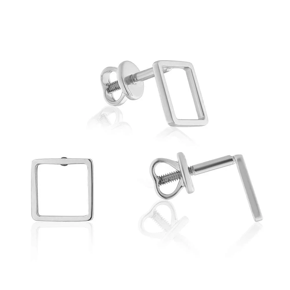 Square Studs in 14K/585 White Gold - Image 2