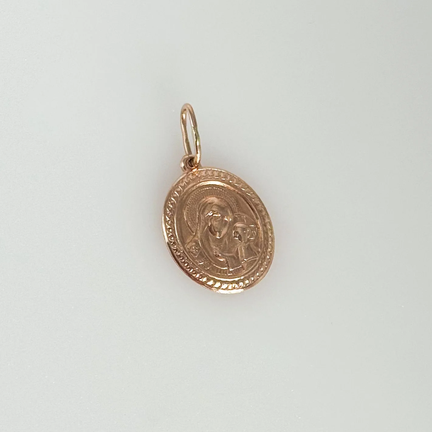 Virgin Mary and Child Religious Pendant in 14K/585 Rose Gold
