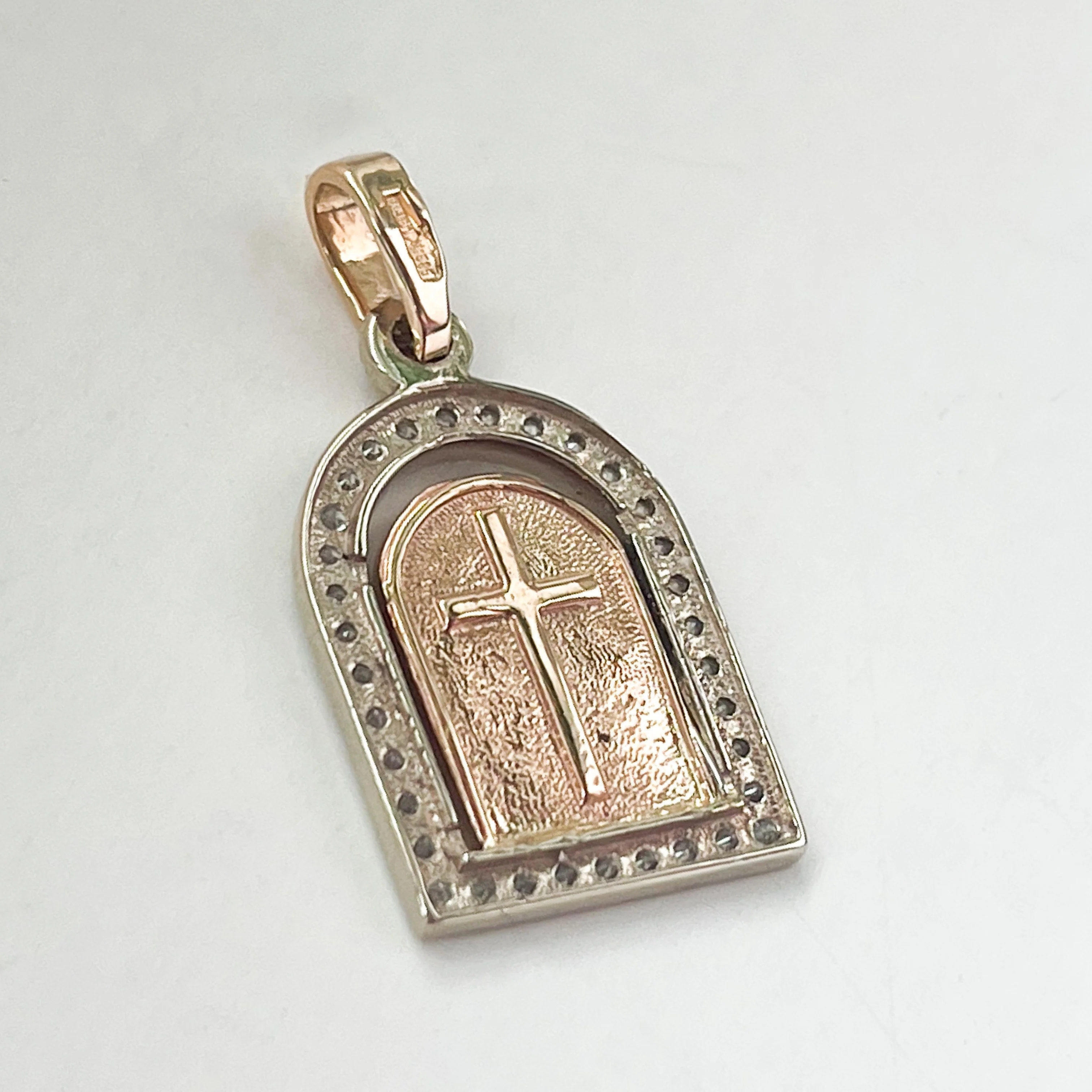 Virgin Mary and Child Religious Pendant in 14K/585 Rose Gold - Image 2
