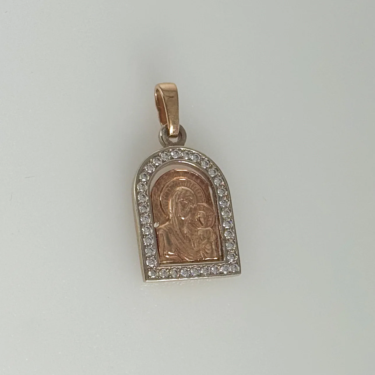 Virgin Mary and Child Religious Pendant in 14K/585 Rose Gold - Image 3