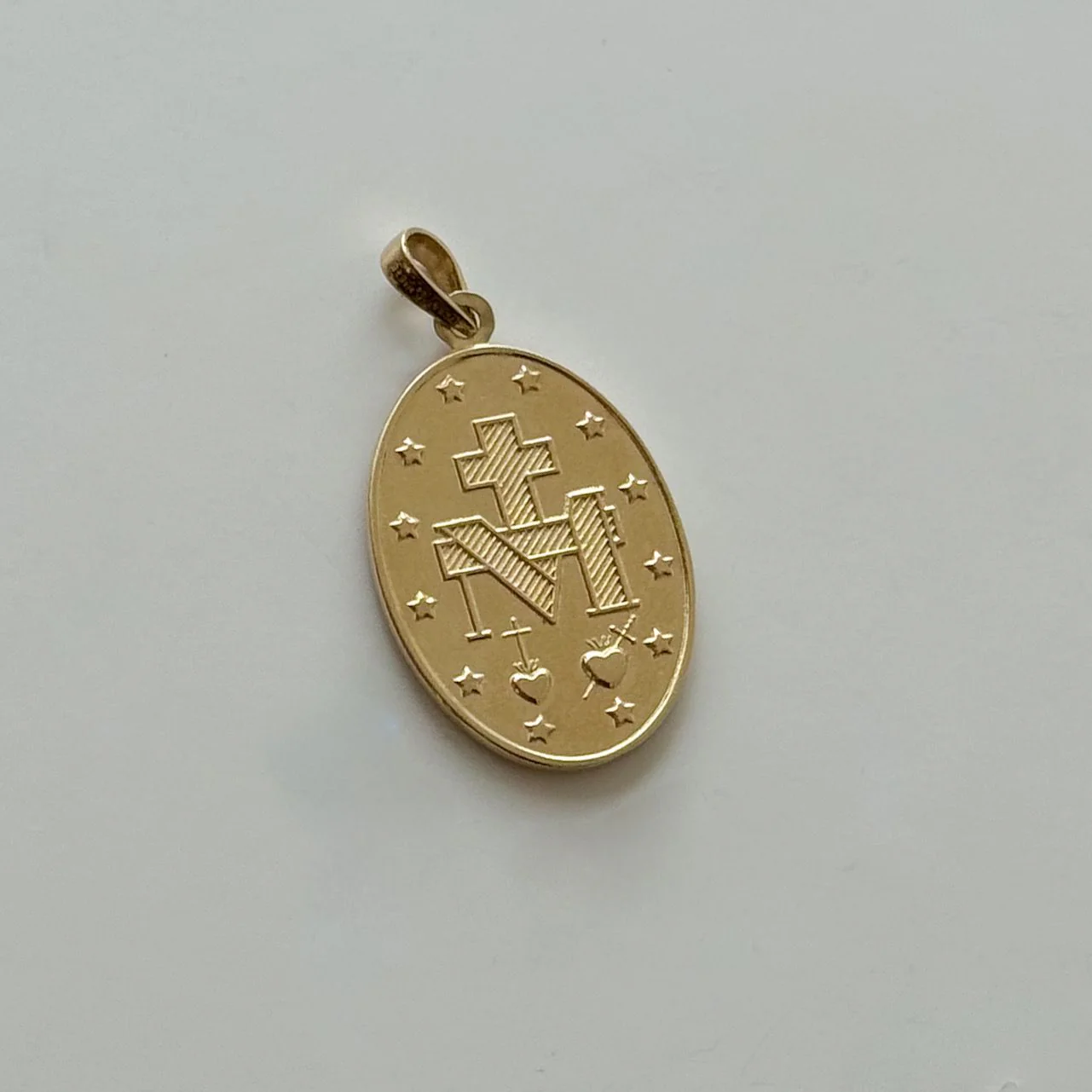 Our Lady of the Miraculos Religious Pendant in 14K/585 Yellow and White Gold - Image 2