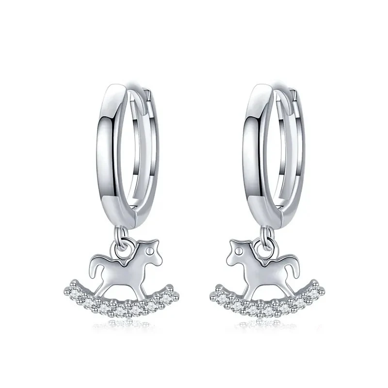 925 Sterling Silver Hoop Earrings with Cubic Zirconia