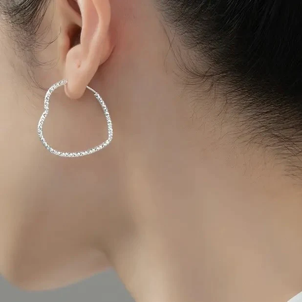 925 Sterling Silver Hoop Hearts Earrings - Image 2