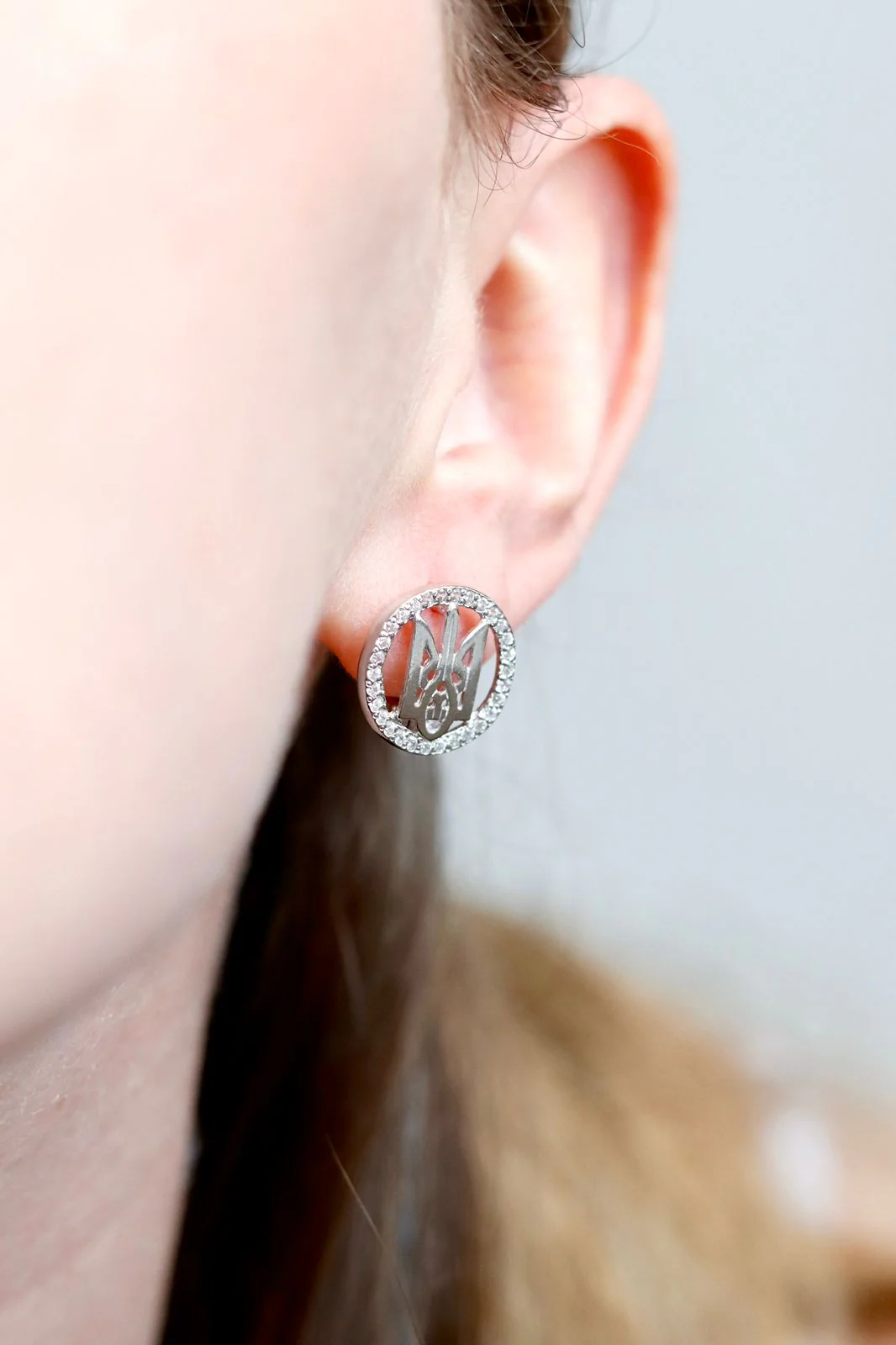 925 Sterling Silver Lever Back Earrings with Cubic Zirconia Tryzubs - Image 5