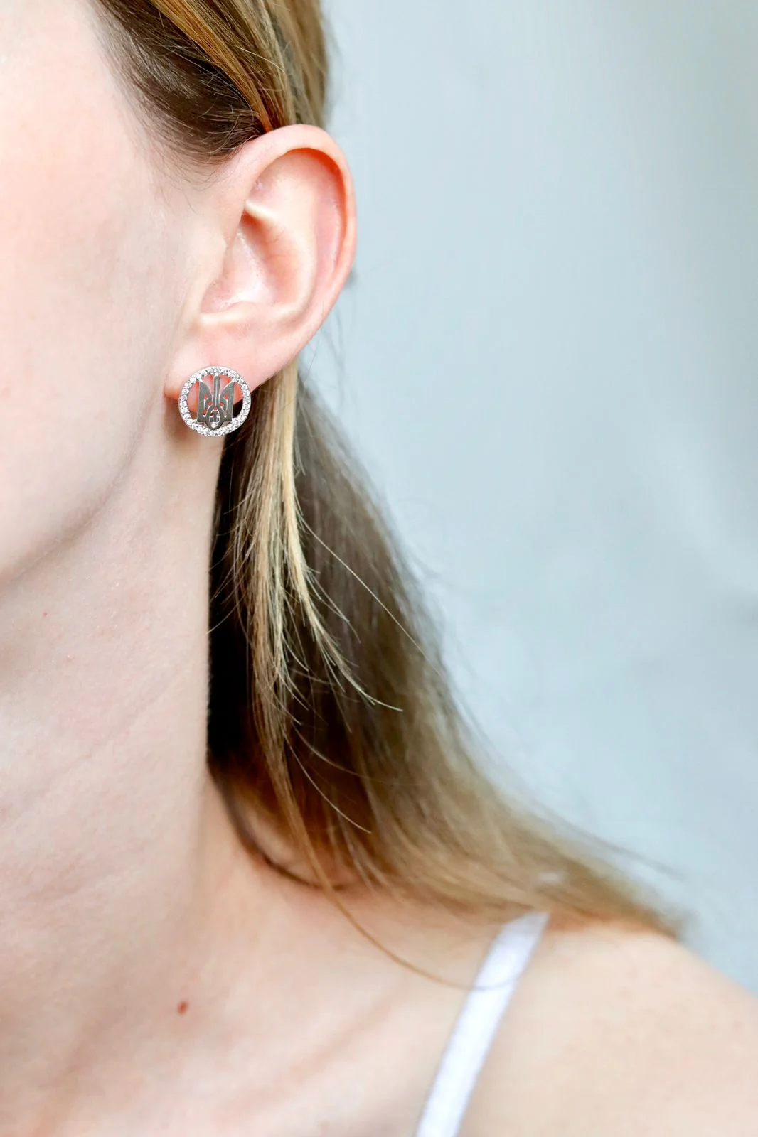 925 Sterling Silver Lever Back Earrings with Cubic Zirconia Tryzubs - Image 6