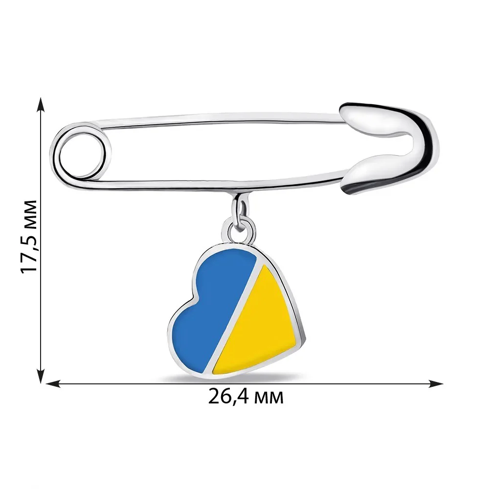 925 Sterling Silver Pin with Enamel "Ukrainian Heart" - Image 2