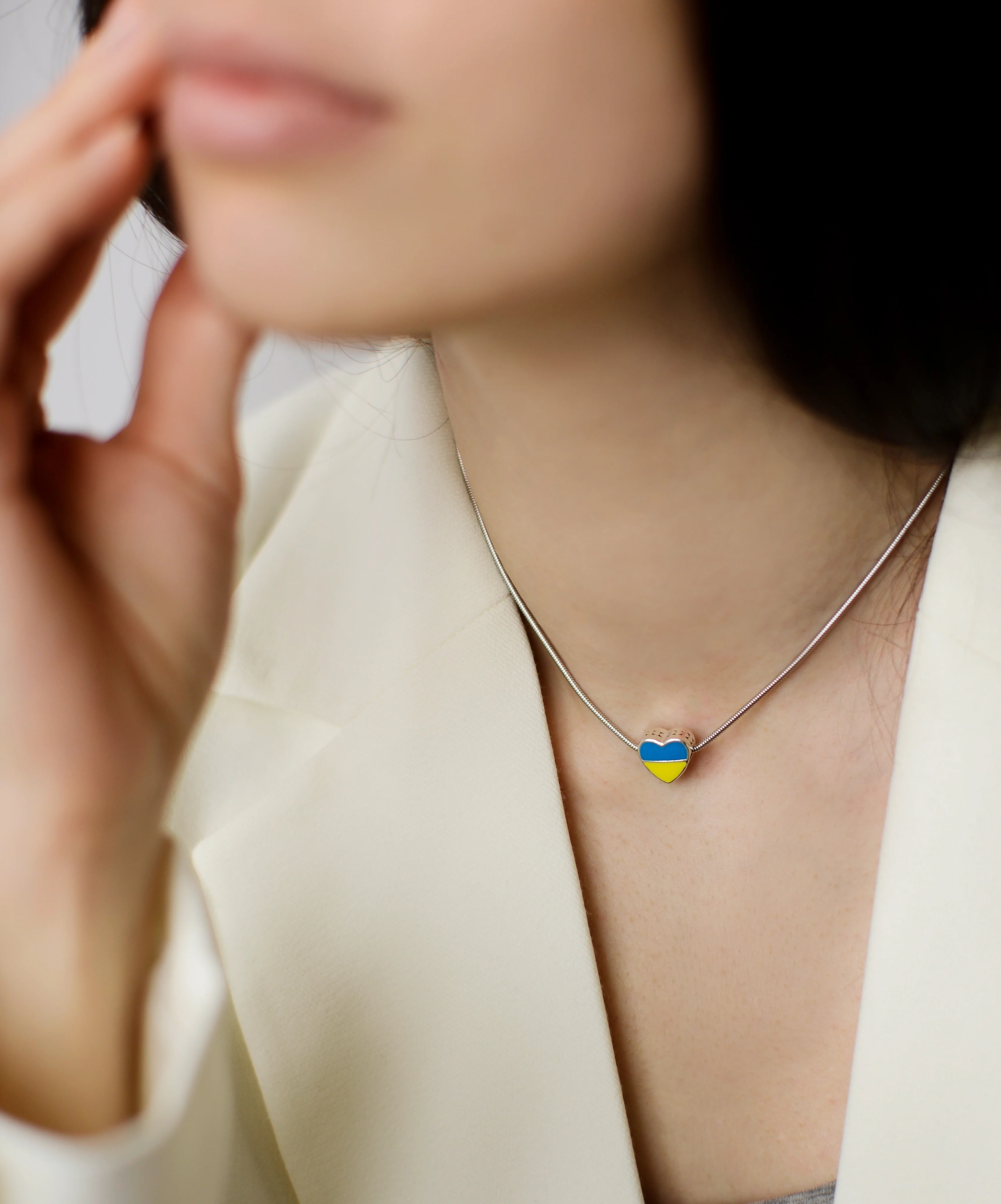 925 Sterling Silver Charm "Blue and Yellow Heart" - Image 6