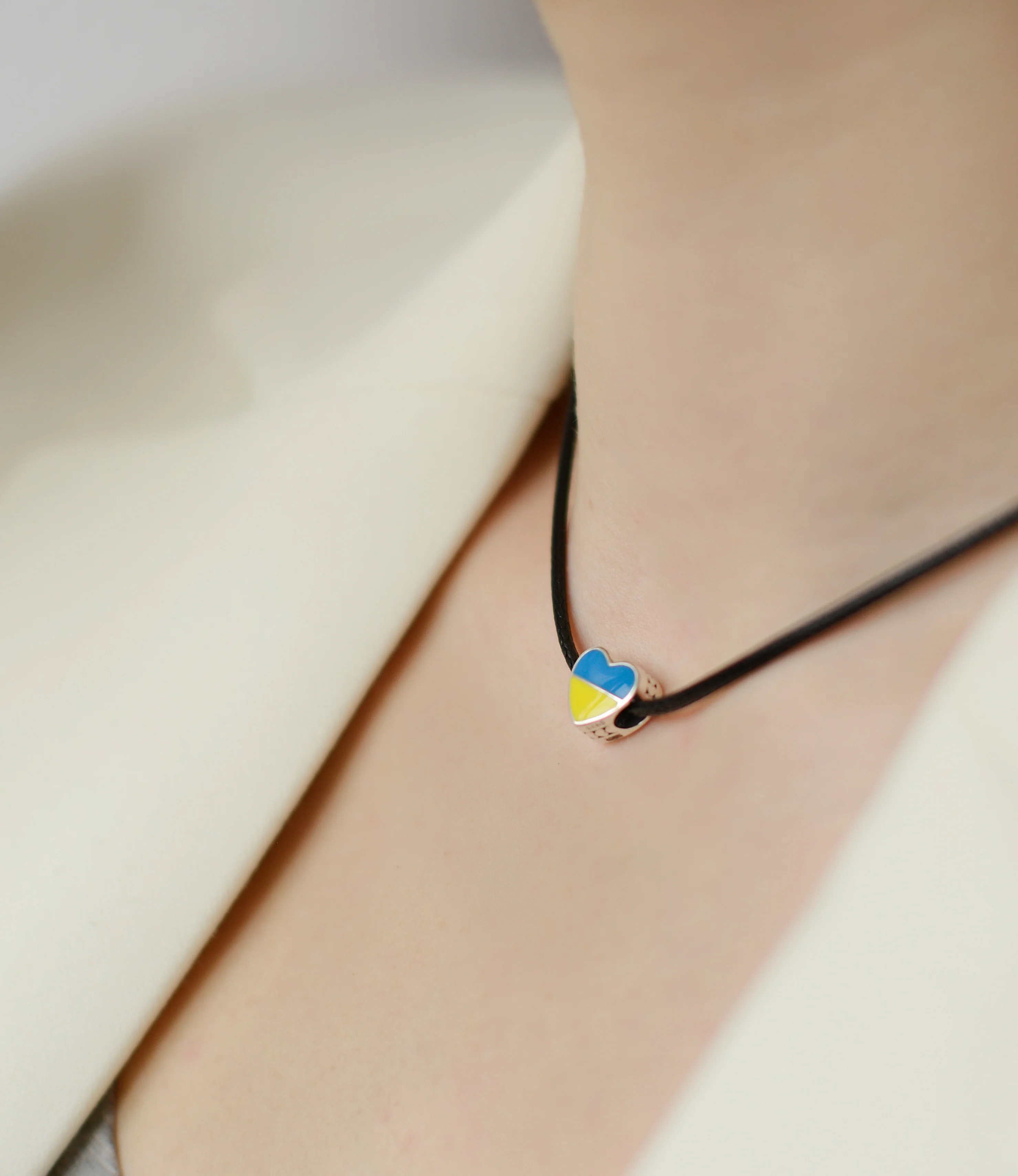 925 Sterling Silver Charm "Blue and Yellow Heart" - Image 8