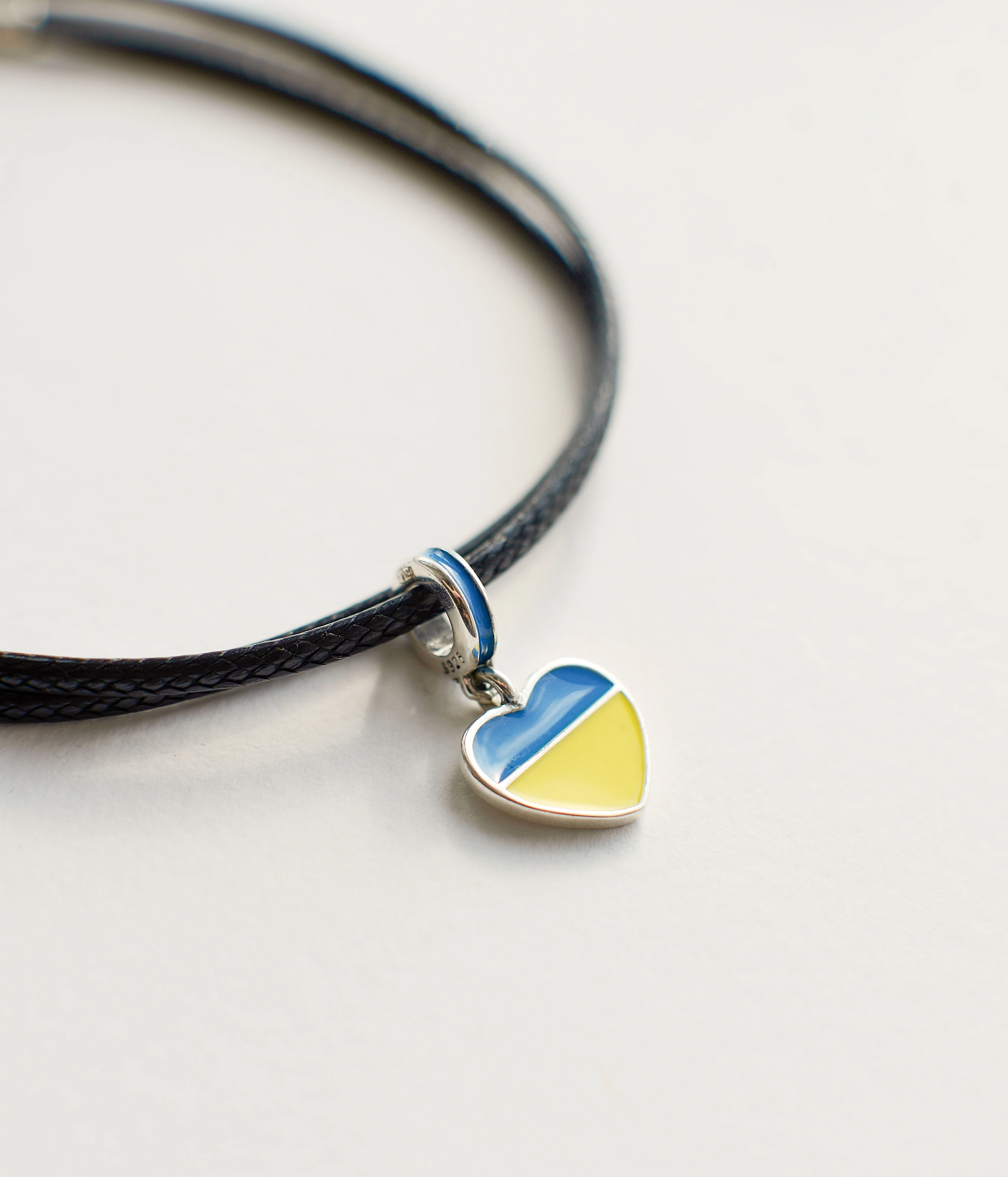 925 Sterling Silver Drop Blue and Yellow Heart Charm - Image 10