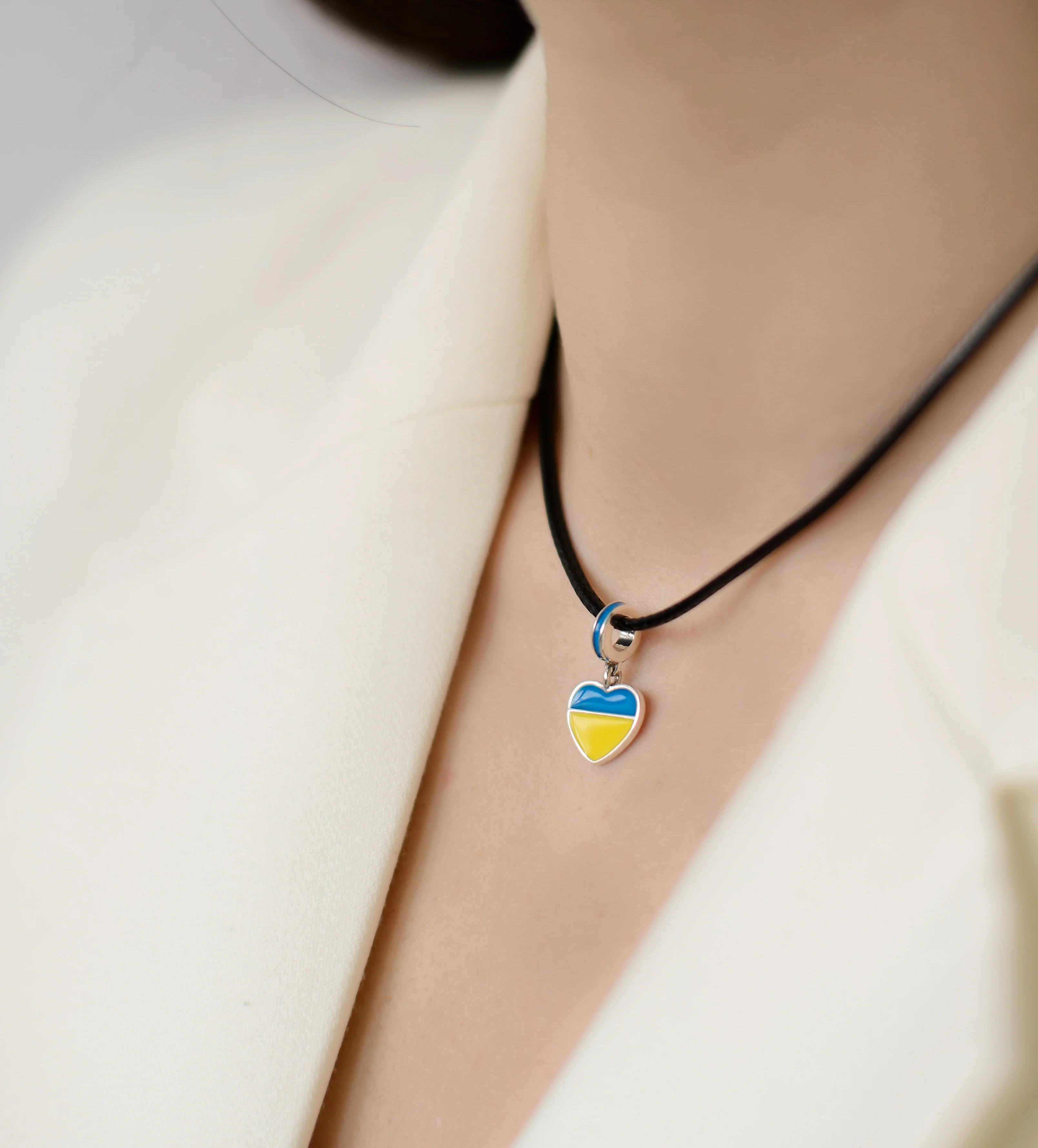925 Sterling Silver Drop Blue and Yellow Heart Charm - Image 11