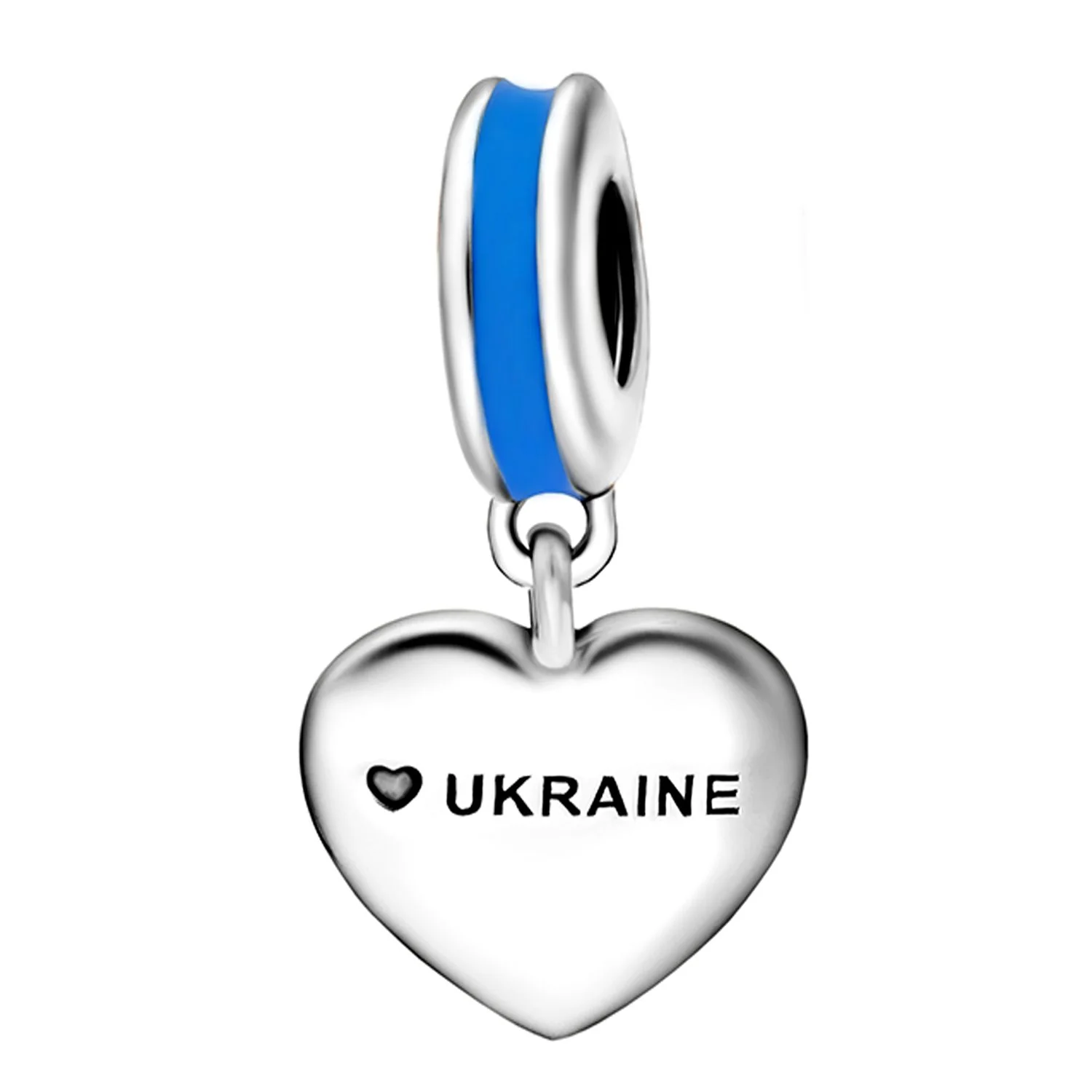 925 Sterling Silver Drop Blue and Yellow Heart Charm - Image 7