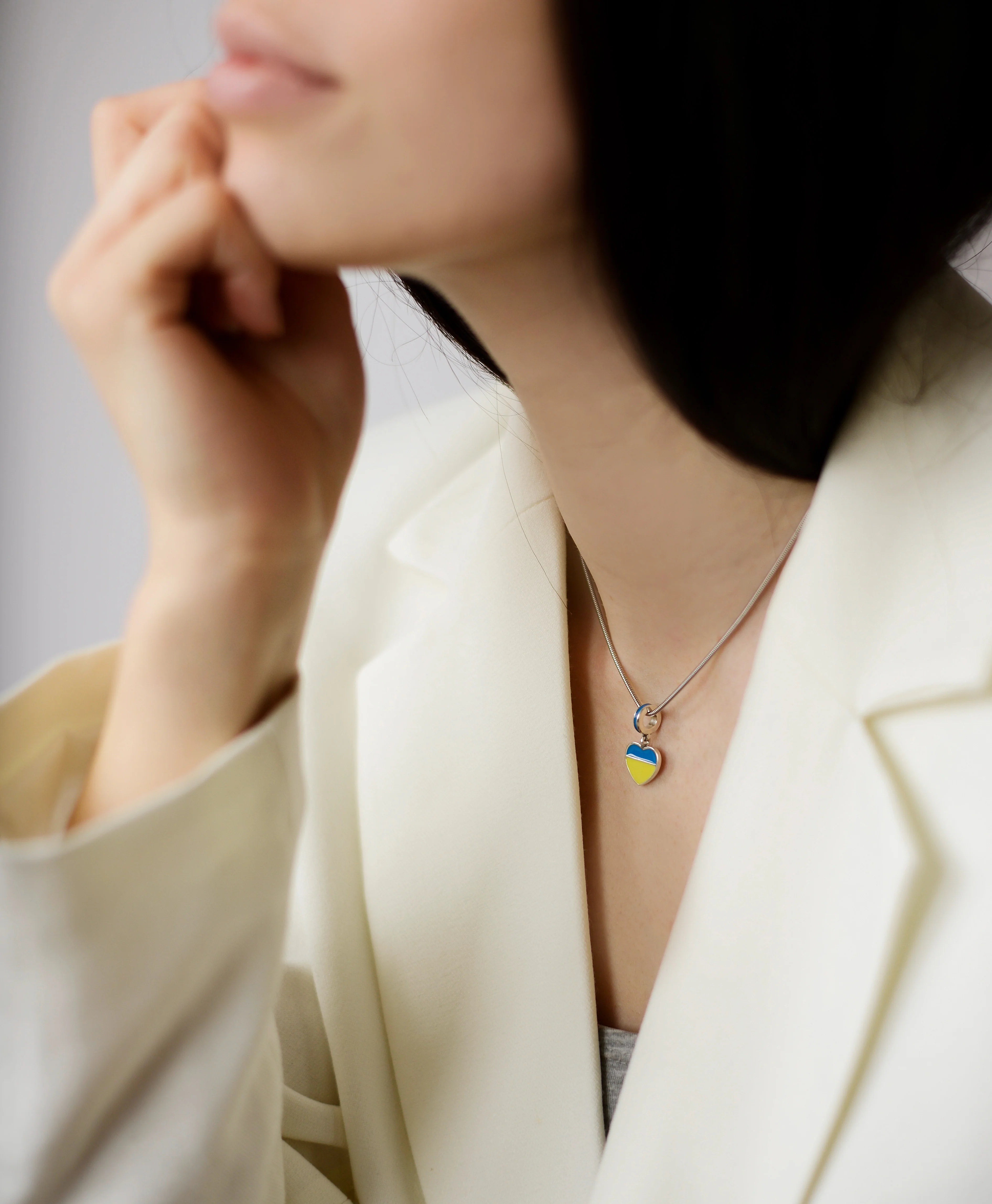 925 Sterling Silver Drop Blue and Yellow Heart Charm - Image 9