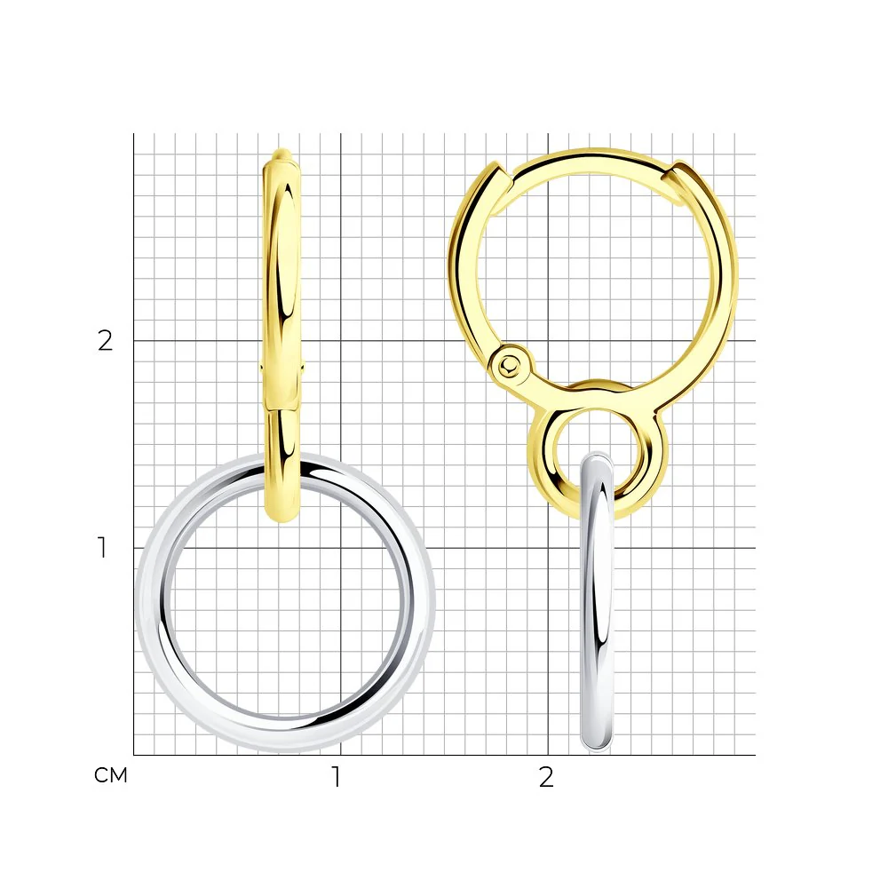 925 Sterling Silver Drop Earrings with Yellow Gold Plated Details - Image 2