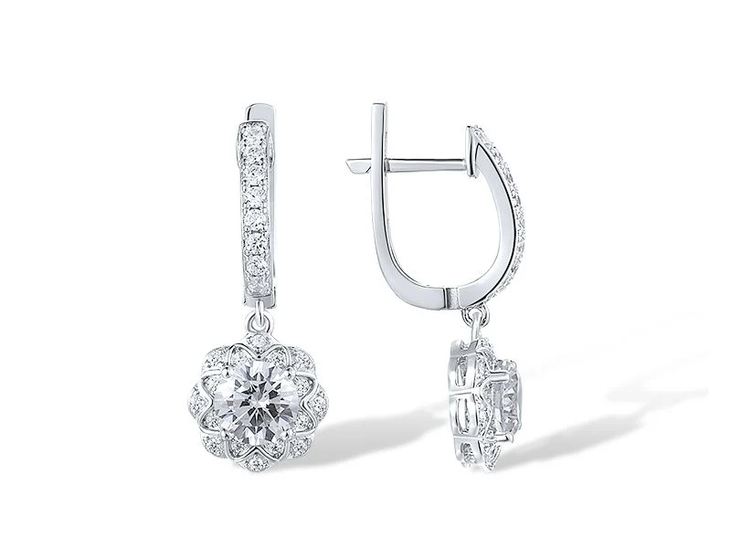 Sterling Silver Drop Earrings White Cubic Zirconia - Image 2