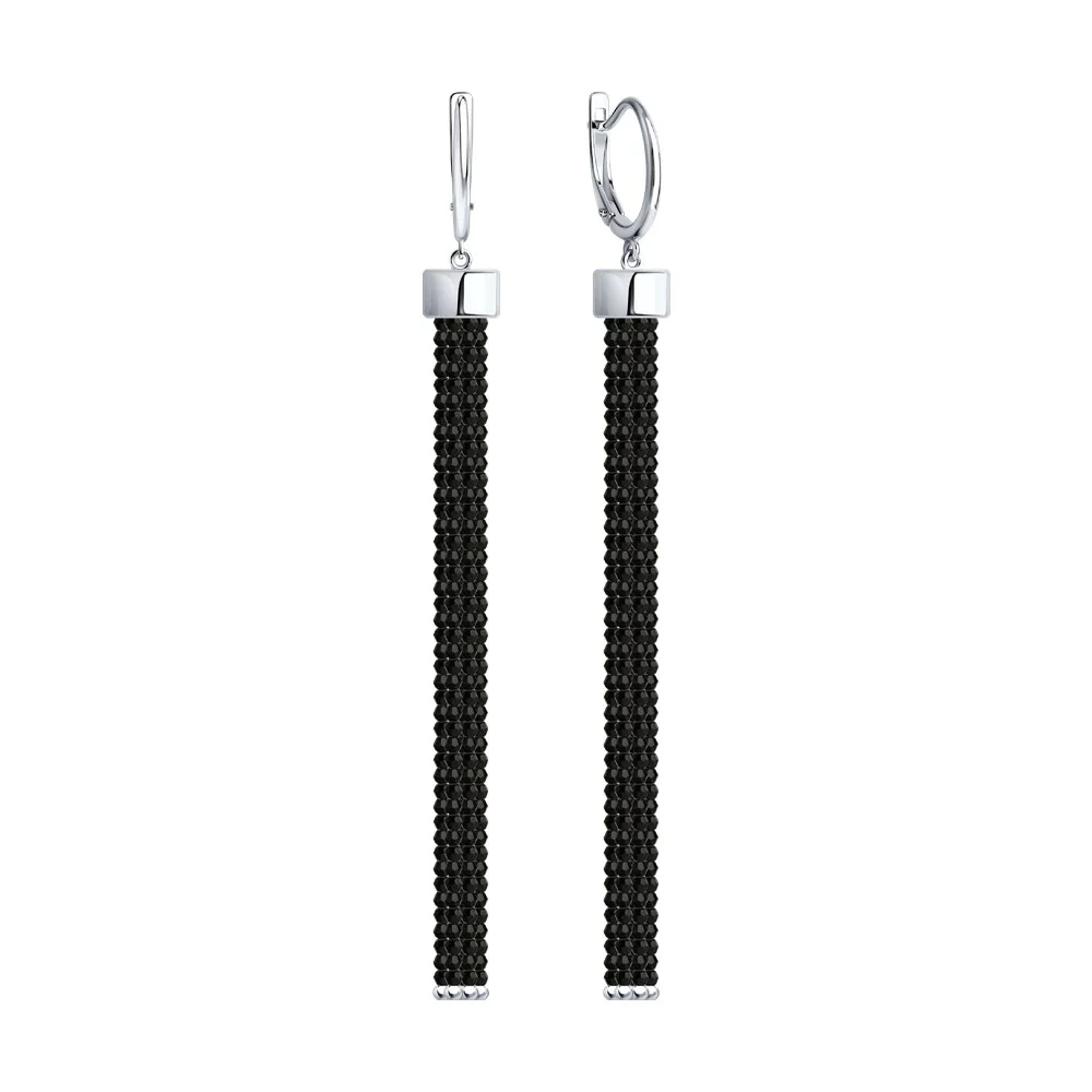 925 Sterling Silver Drop Earrings with Black Spinel - Image 2