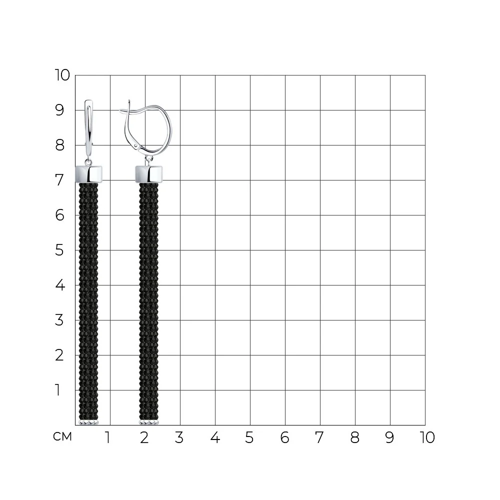 925 Sterling Silver Drop Earrings with Black Spinel - Image 3