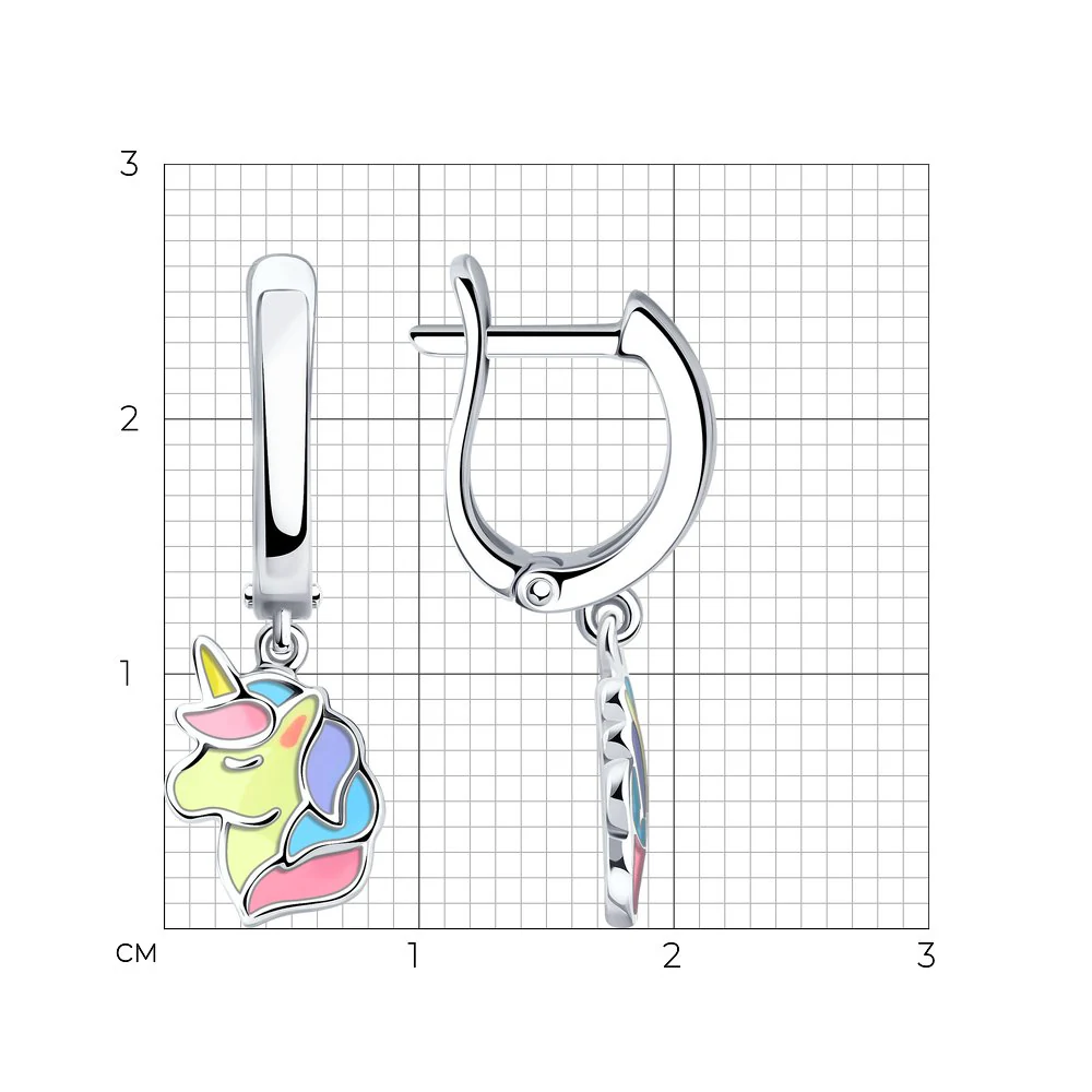 925 Sterling Silver Drop Unicorns Earrings - Image 2
