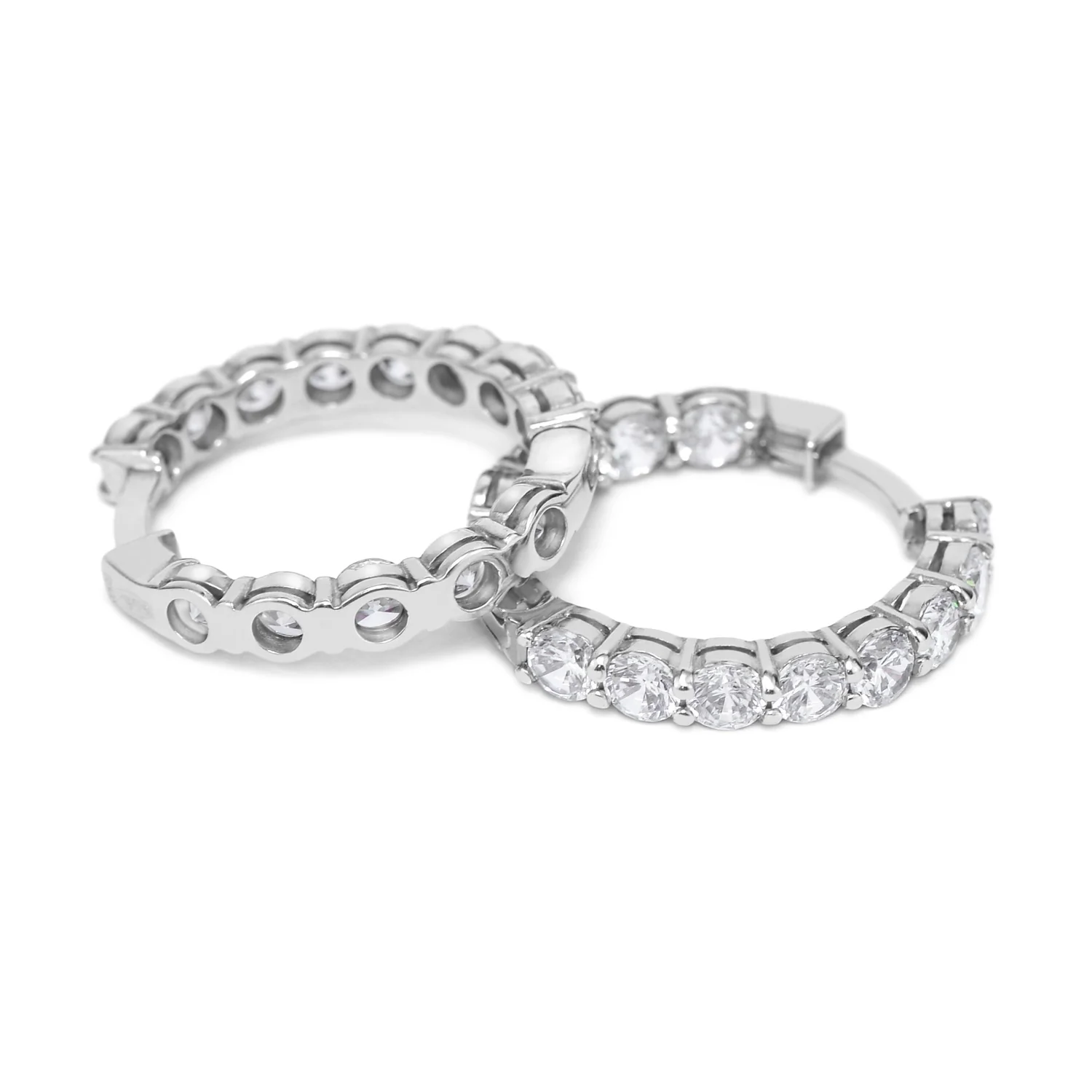 925 Sterling Silver Hoop Earrings with Cubic Zirconia