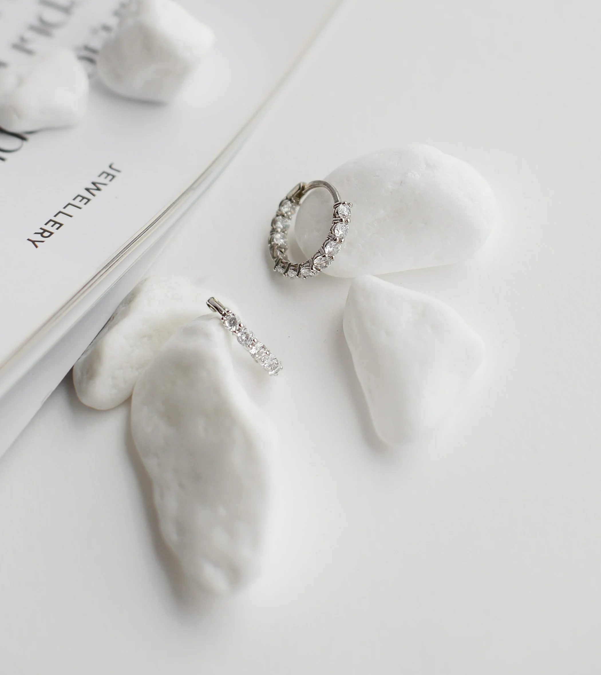 925 Sterling Silver Hoop Earrings with Cubic Zirconia - Image 3