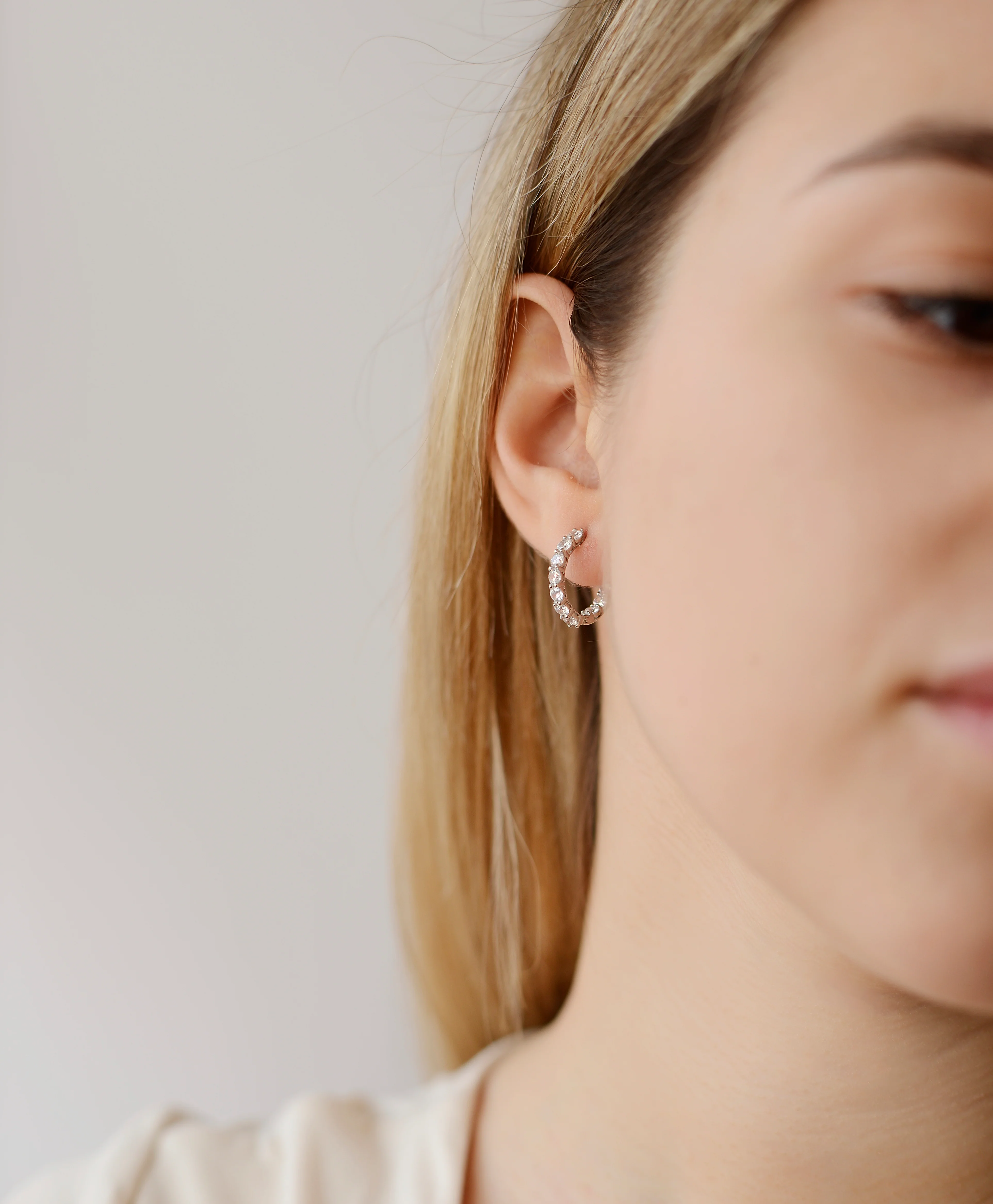 925 Sterling Silver Hoop Earrings with Cubic Zirconia - Image 5