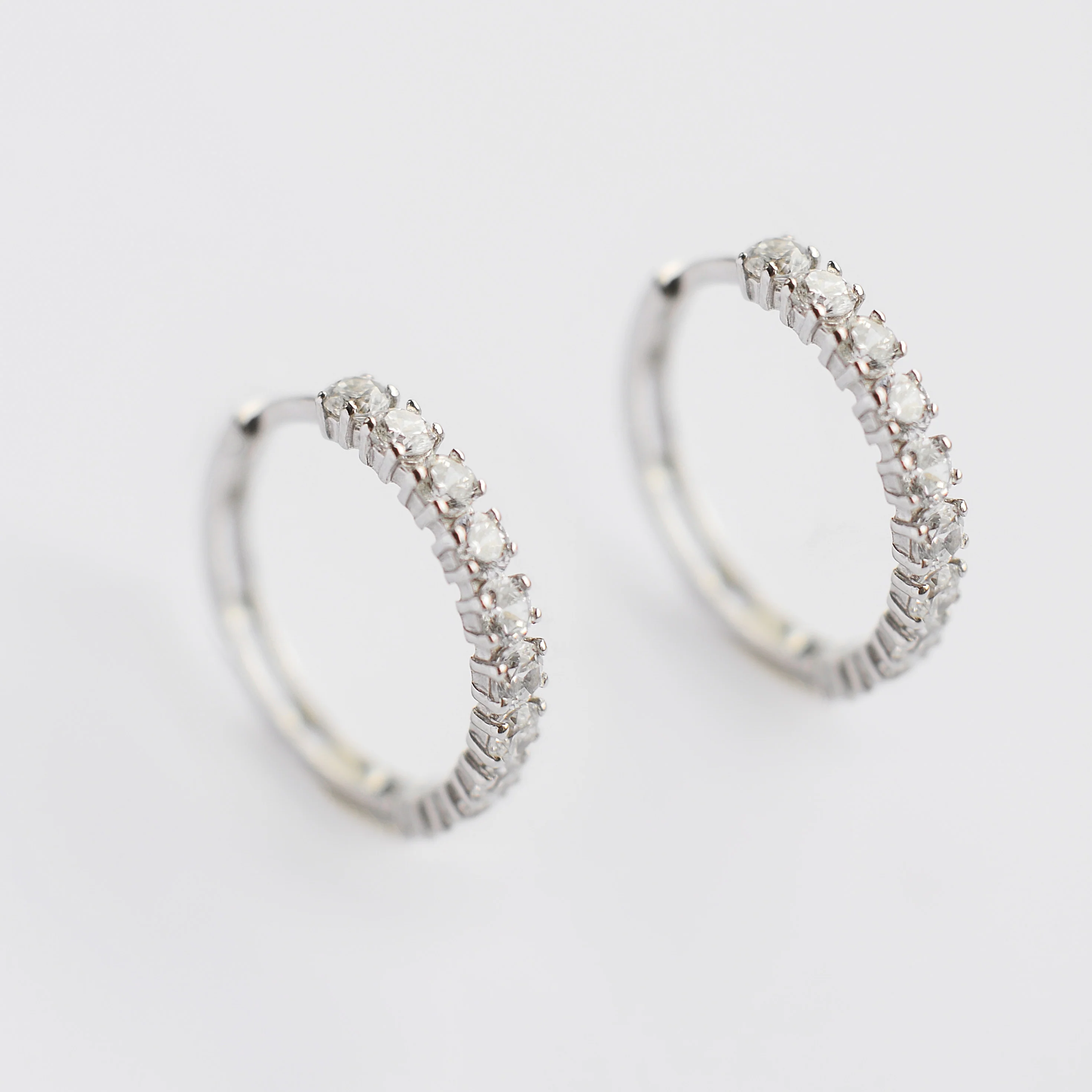 925 Sterling Silver Hoop Earrings with Cubic Zirconia