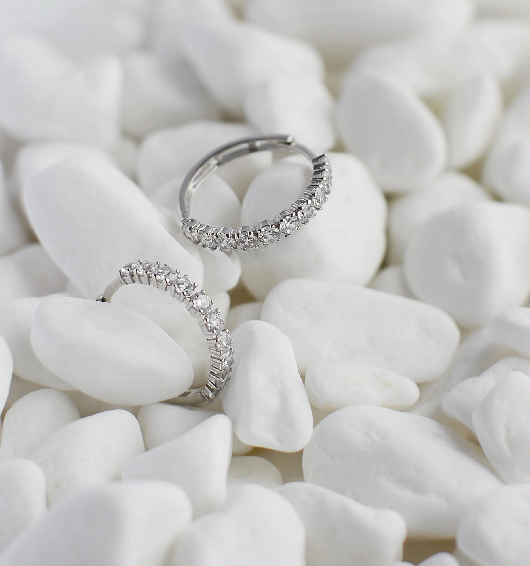 925 Sterling Silver Hoop Earrings with Cubic Zirconia - Image 2
