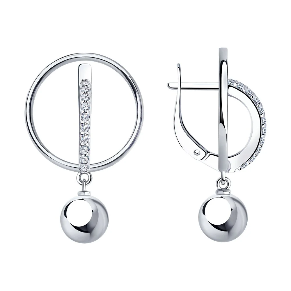 925 Sterling Silver Lever Back Earrings with Cubic Zirconia
