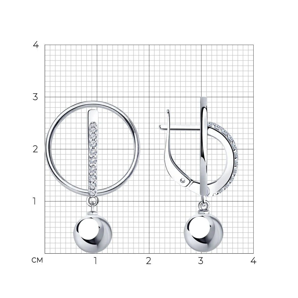 925 Sterling Silver Lever Back Earrings with Cubic Zirconia - Image 3