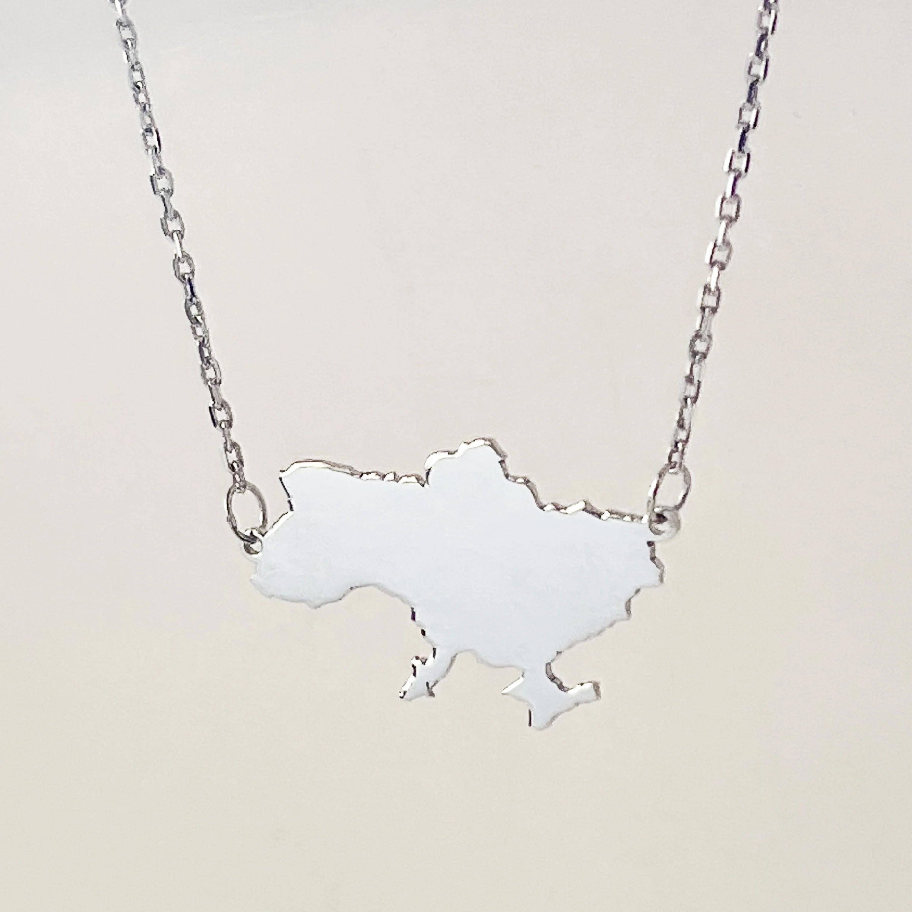 925 Sterling Silver Map of Ukraine Necklace - Image 2
