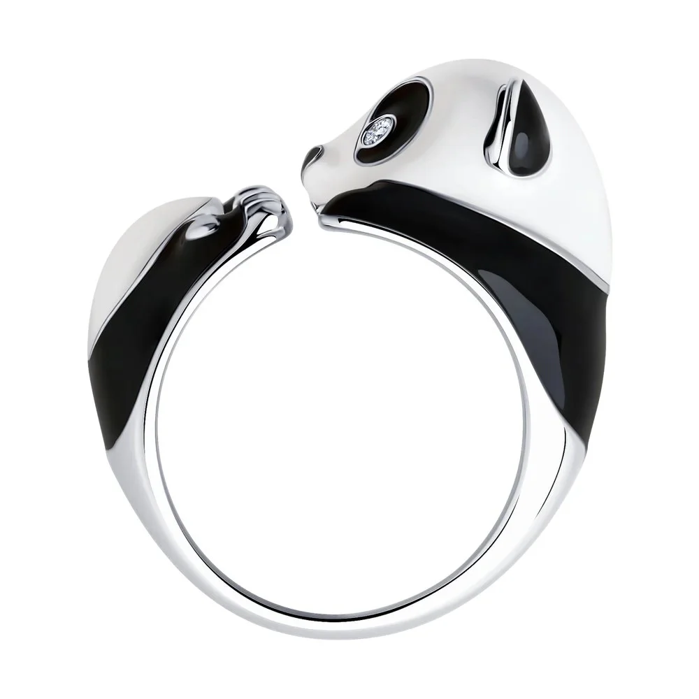 925 Sterling Silver Panda Ring with Cubic Zirconia - Image 3