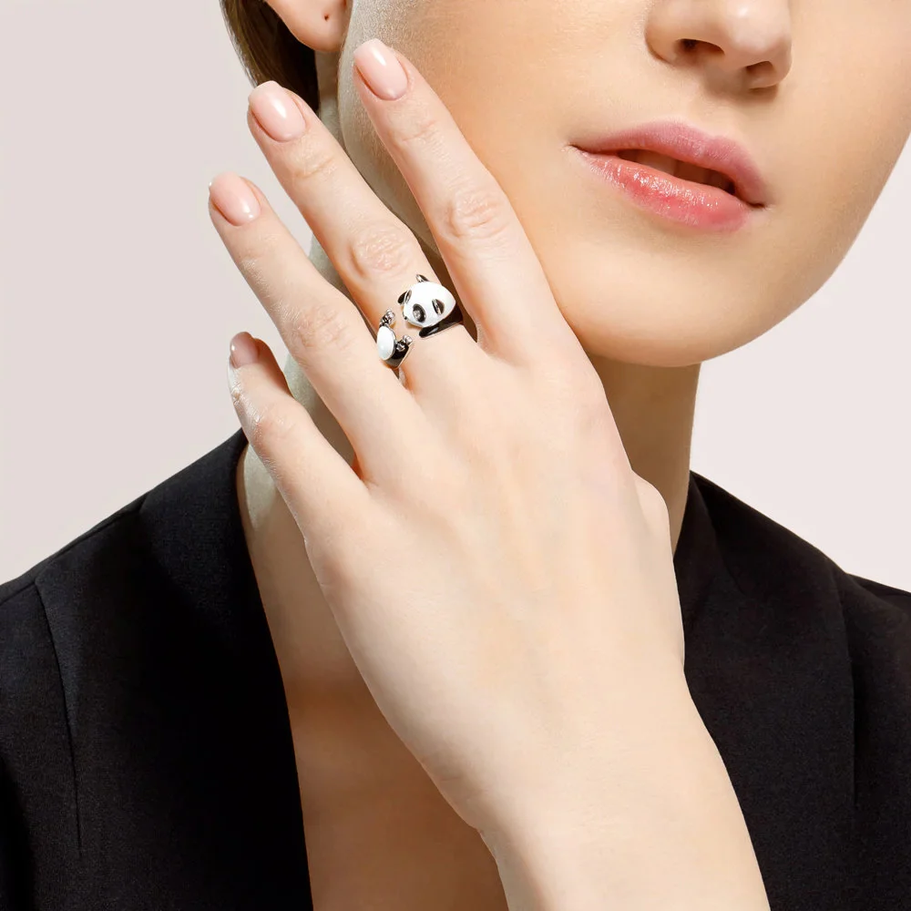 925 Sterling Silver Panda Ring with Cubic Zirconia - Image 4