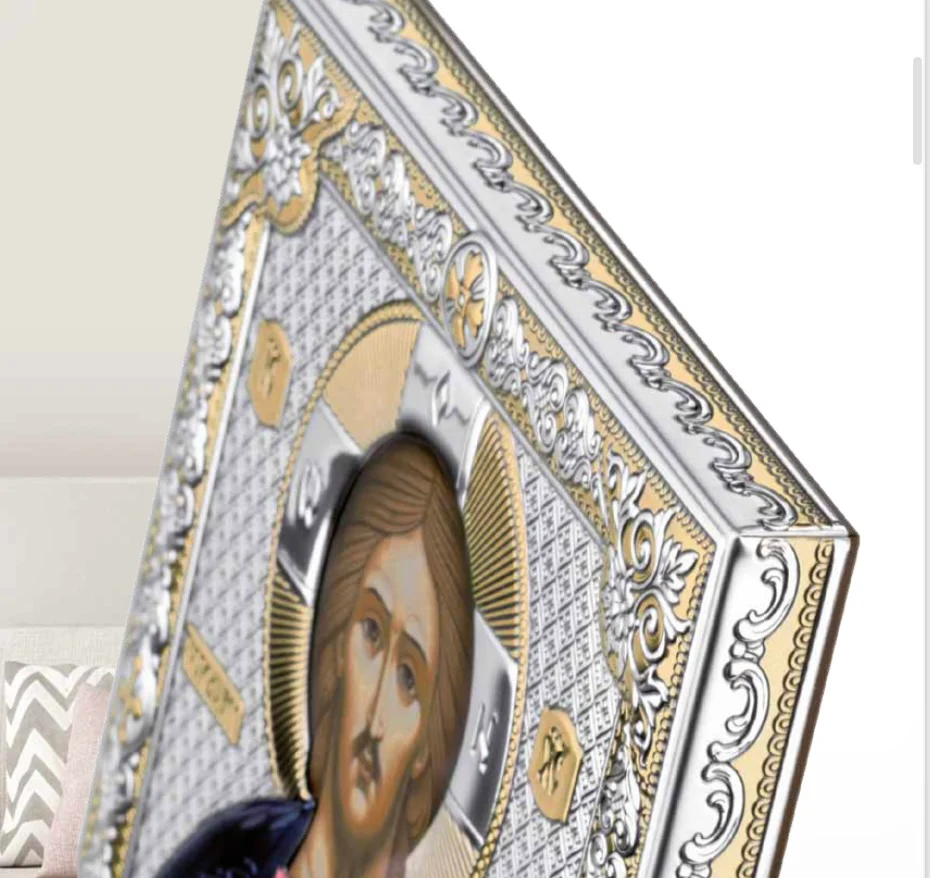Religious Icon Jesus with Gold Plating - Image 2
