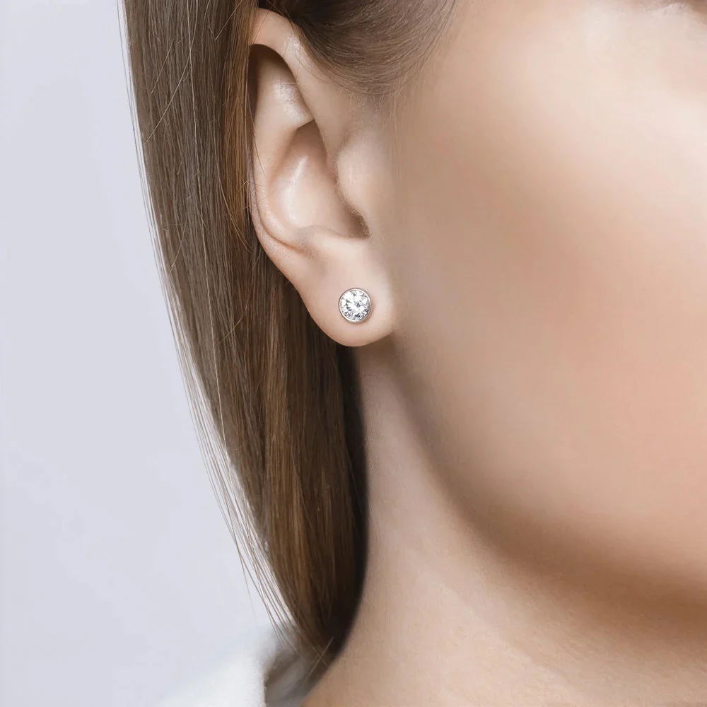 925 Sterling Silver Stud Earrings with Cubic Zirconia - Image 2