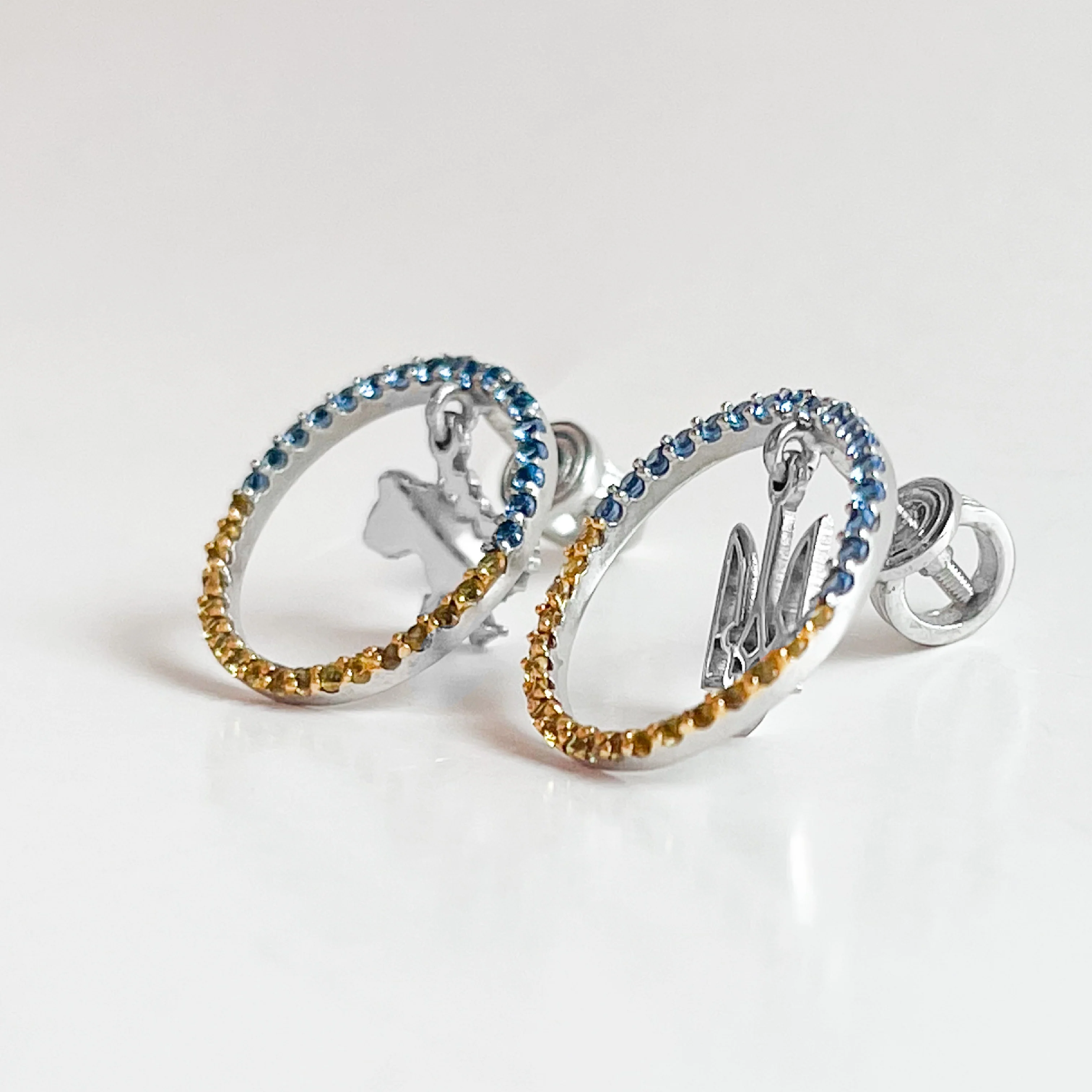 925 Sterling Silver Stud Earrings with Tryzub and Map of Ukraine - Image 4