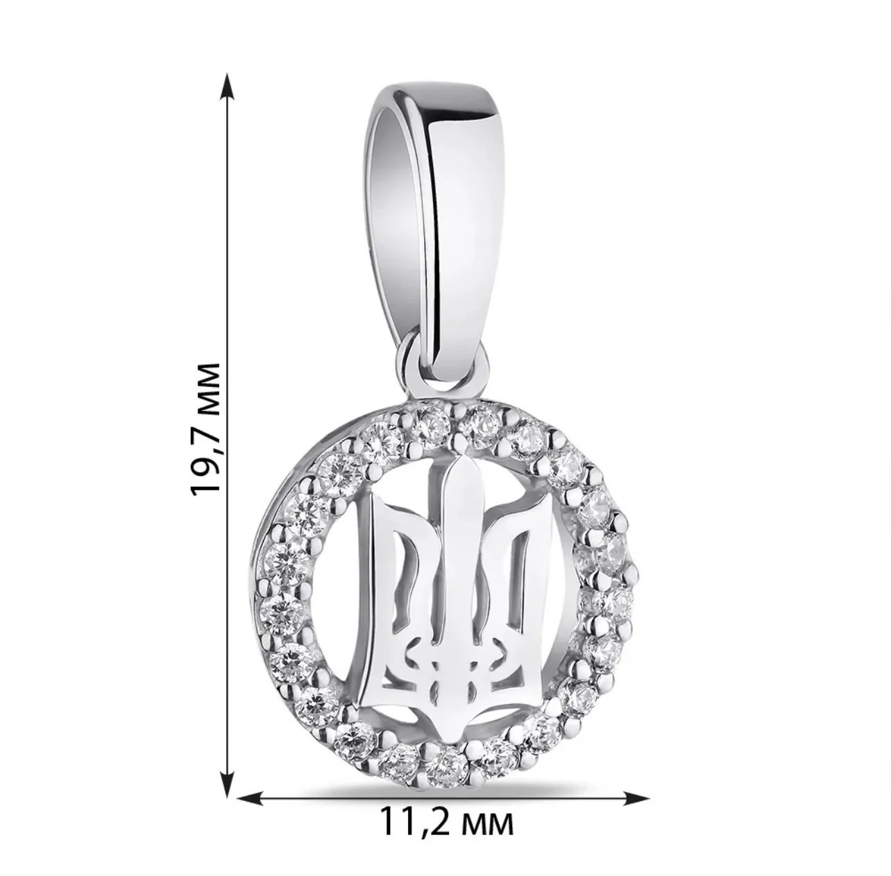 925 Sterling Silver Tryzub Pendant with Cubic Zirconia - Image 2