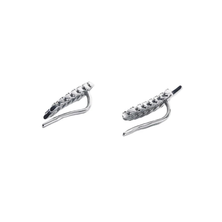 925 Sterling Silver Wheat Ear Climber with Blue and Yellow Cubic Zirconia - Image 3