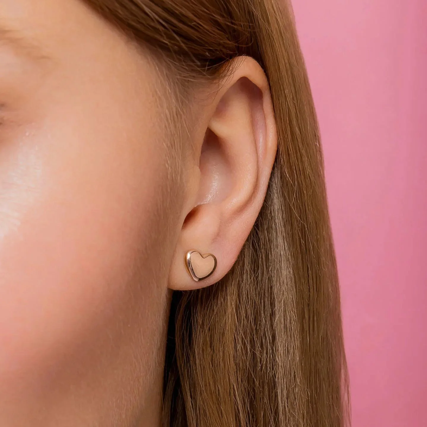 Stud Earrings in 14K/585 Rose Gold Hearts - Image 2