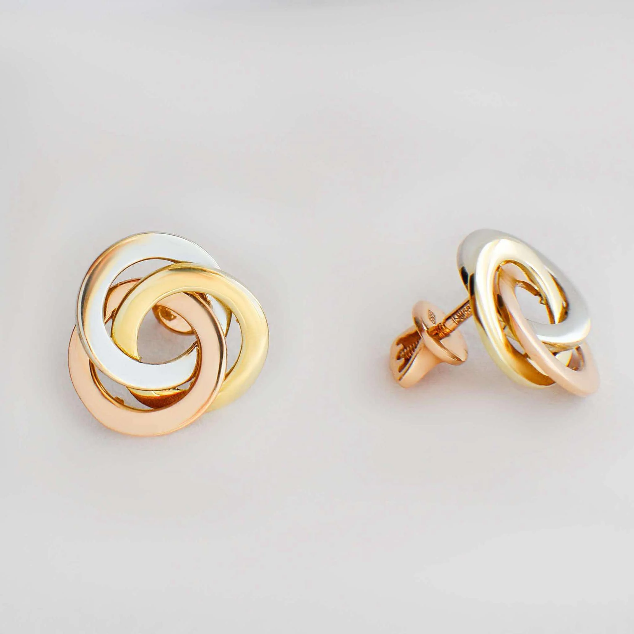 Stud Earrings in 14K/585 Rose, Yellow and White Gold