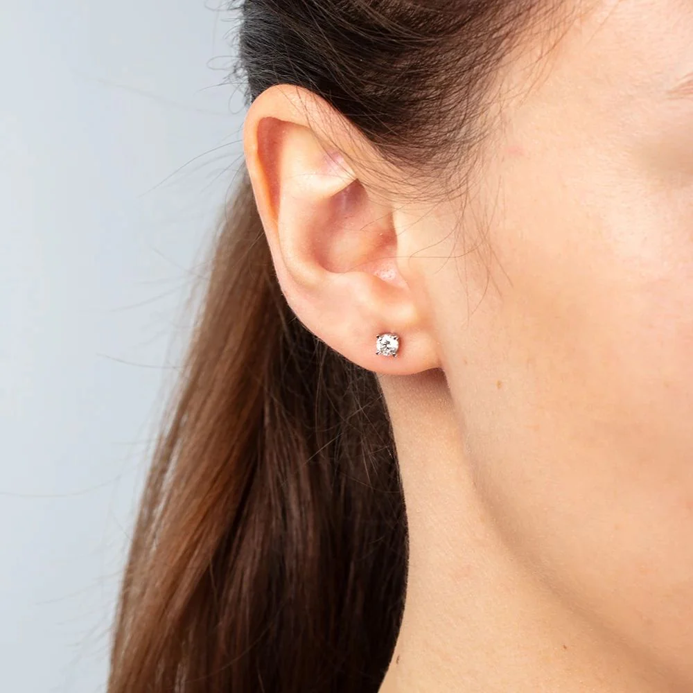 Stud Earrings in 14K/585 White Gold with Diamonds - Image 2