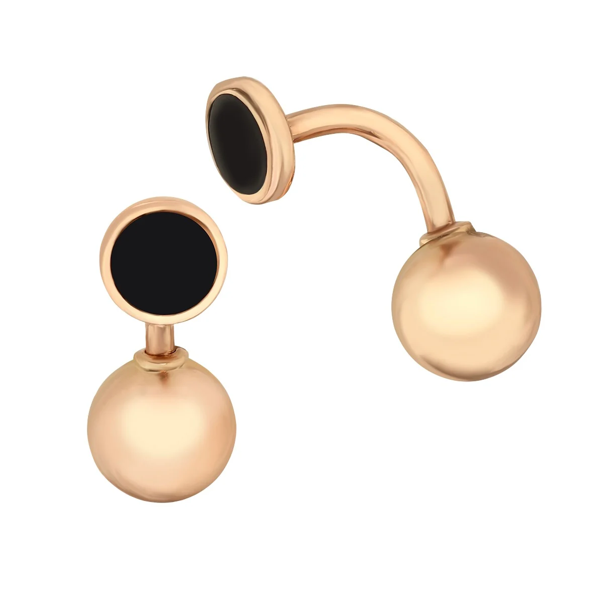 Stud Earrings in 14K/585 Rose Gold with Black Enamel