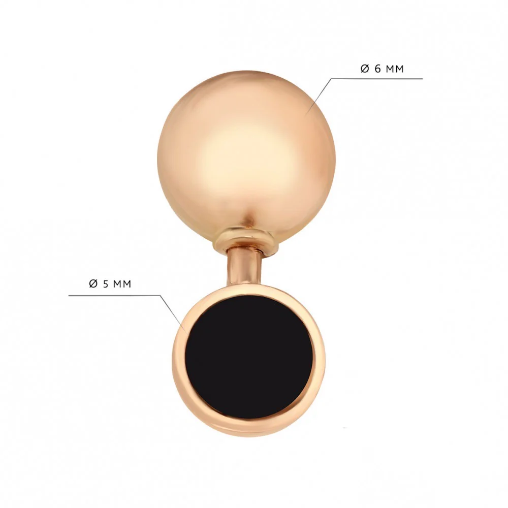 Stud Earrings in 14K/585 Rose Gold with Black Enamel - Image 2