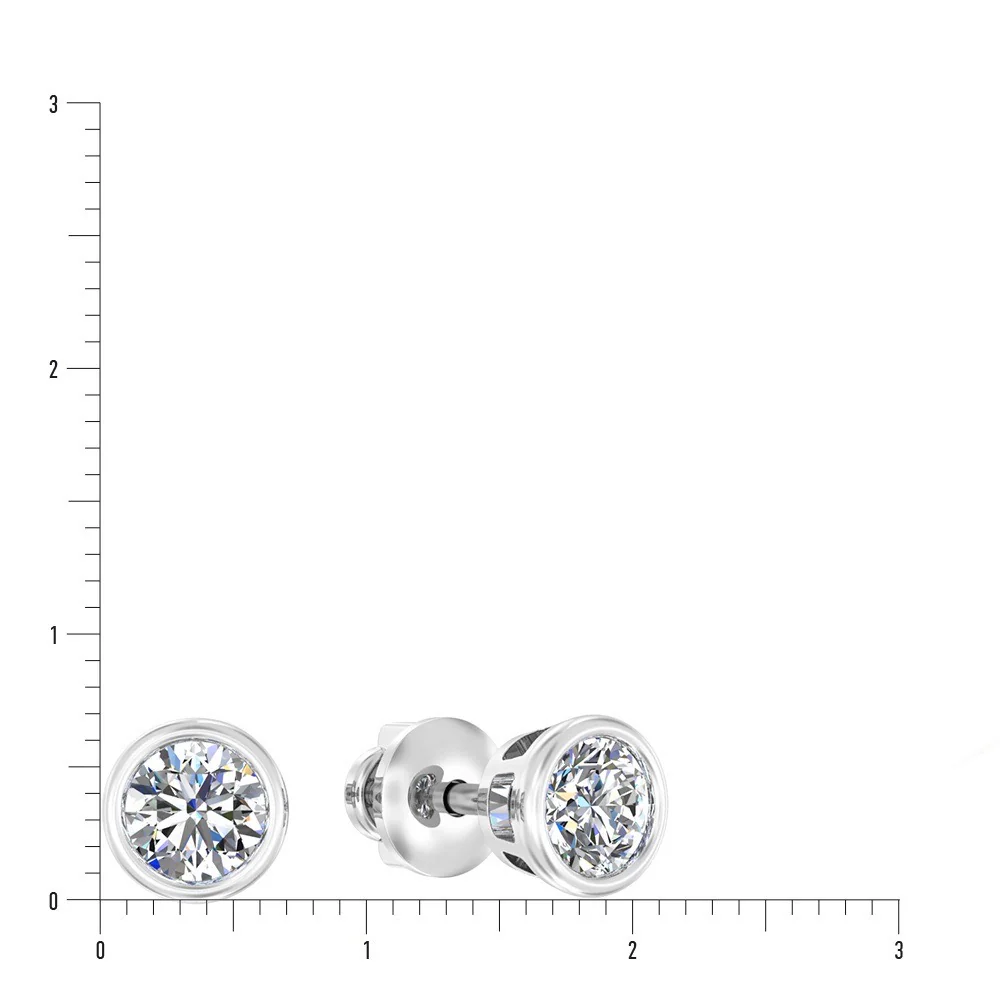 Stud Earrings in 14K/585 White Gold with Cubic Zirconia - Image 2